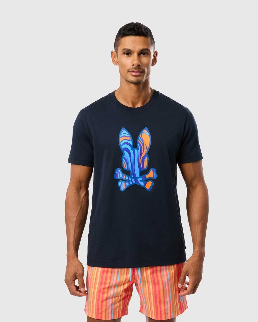 T Shirt Graphique Psycho Bunny Nevada Graphic Tee Bleu Marine Homme | PGA-22355851